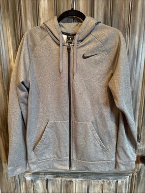 Nike Dri-Fit Men’s Heather Gray Full-Zip Hooded Performance Jacket